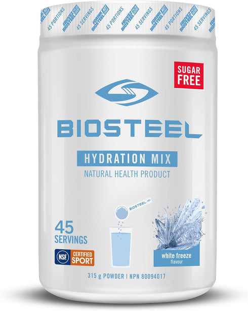 BioSteel Hydration Mix, Sugar-Free with Essential Electrolytes, White Freeze, 45 Servings