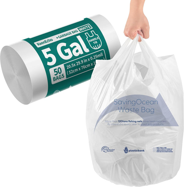 Small Trash Bags with Handles - Ocean Plastic Upcycling - Plastic Garbage