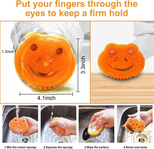 SmilePowo 5 Pack Scrub Sponge, Dual-Sided Temperature Controlled Kitchen Sponge for Dishes, Multi-Functional Cleaning