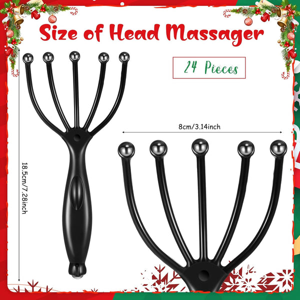 24 Pcs Scalp Massager Portable Handheld Spa Head Massager for Deep Relaxation and Stress Reduction Manual Head Massage Tool for Office Home Christmas Gift (Black)