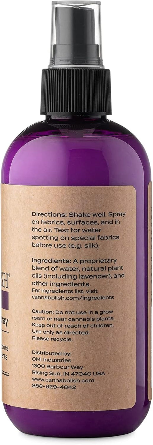 Cannabolish Lavender Smoke Odor Eliminator Spray and Air Freshener, 8 fl oz - Natural Ingredients