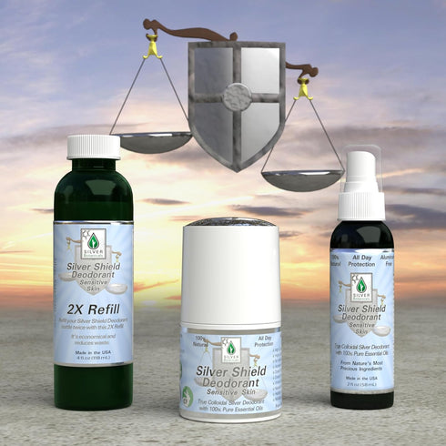 Sensitive Skin Formula Deodorant - Silver Shield, All Natural Colloidal Silver, Spray-on, 2 oz.