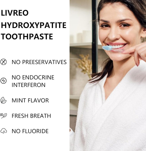 LIVREO Set 4 Pack 7.5% (4) Hydroxyapatite Toothpaste for Enamel Protection and Tooth Strengthening, Gentle