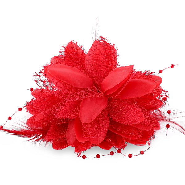 Sibba Red Flower Hair Clips, Rose Hairpin Barrettes for Women Girls, Floral Accessories for Travel Wedding