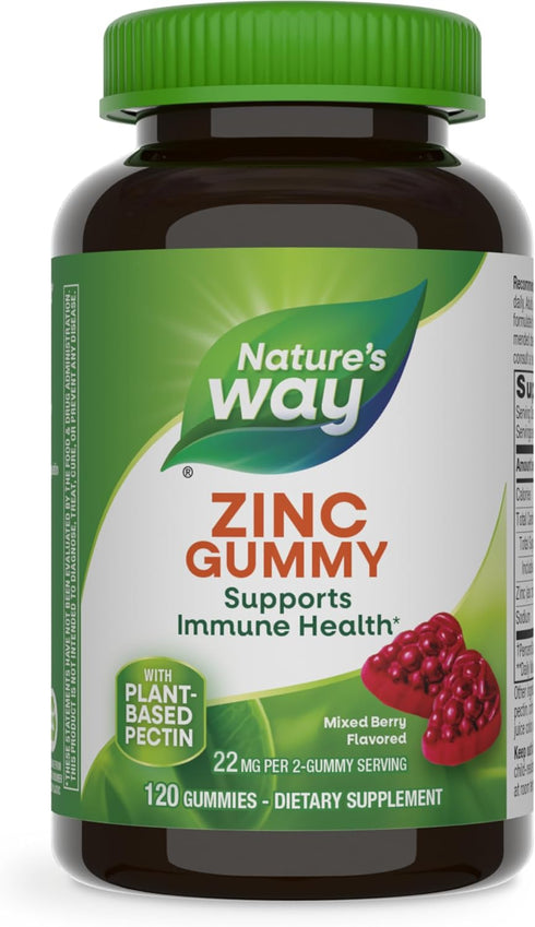 Nature's Way Zinc Gummies, 120 Gummies, Daily Immune Support, 100% Daily Value Zinc, Mixed Berry Flavor