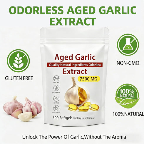 Yiishuiil 7500mg Immune 300 Aged Garlic Extract - Odorless, Organic Garlic Extract Capsules | Heart & Antioxidant