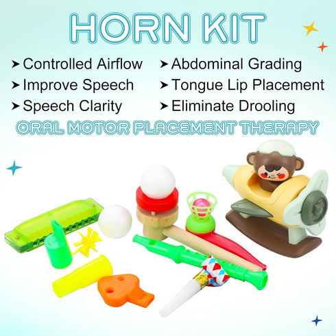 JolliLudo 9 Pcs Oral Motor Placement Therapy Tools for Kids Myofunctional Whistle Tongue Muscle Trainer Controlled Oral
