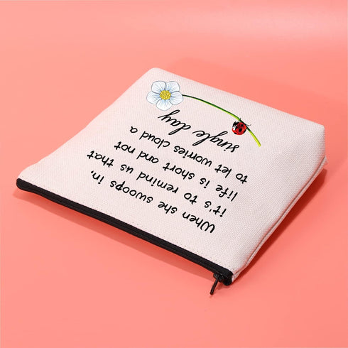 JXGZSO Good Luck Ladybug Makeup Bag with Zipper, Gifts for Women Cosmetic Bag