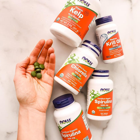 NOW Supplements Organic Chlorella 500 mg with Chlorophyll, Beta-Carotene, Vitamin C, Iron, 200 Tablets