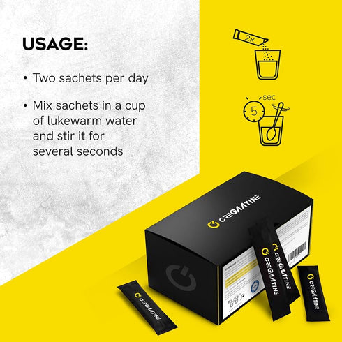 Micronized Creatine Monohydrate + GAA | 60 Sachets, 30 Servings | Increase Strength, No Water Retention | Boosts Memory