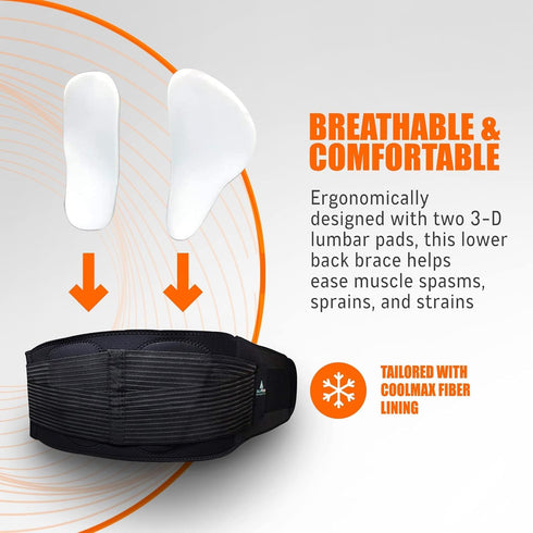 Back Brace for Lower Back Pain, Lumbar Support Belt for Men and Women, Cooling Technology Relief (Large)
