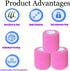 Kuanfine 3 Pack 3 Inches Self Adhesive Bandage Wrap Vet Wrap for Pets, Stretch Self Adherent Tape Cohesive Wrap
