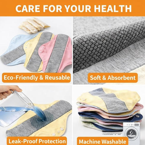 inefole VelourPads Incontinence, Reusable Leak-Proof Washable Incontinence Pads, Reusable Pads Menstrual, Washable