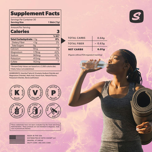 SALTT Electrolytes Powder Flavored Drink Mix, Booyah Berry, 30 Hydration Packets, Zero Sugar & Gluten Free
