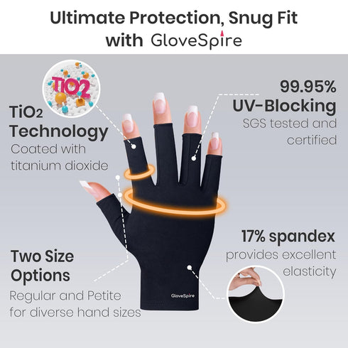 Thickened UV Protection Gloves for Nails, UPF50+ Fingerless Gel Manicures (One Size Fits Most/Pink)