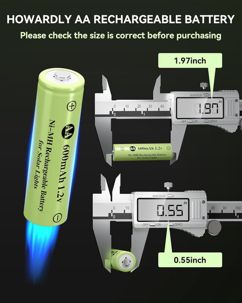 Ni-MH AA 600mAh 1.2V Rechargeable Battery for Solar Lights, Pre-Charged, 8 Pack (AA-600mAh)
