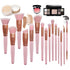 Z'OREYA 15Pcs Makeup Brush Set, Premium Synthetic Kabuki Brushes for Foundation, Concealers, Blush, Eye Shadows (Pink)