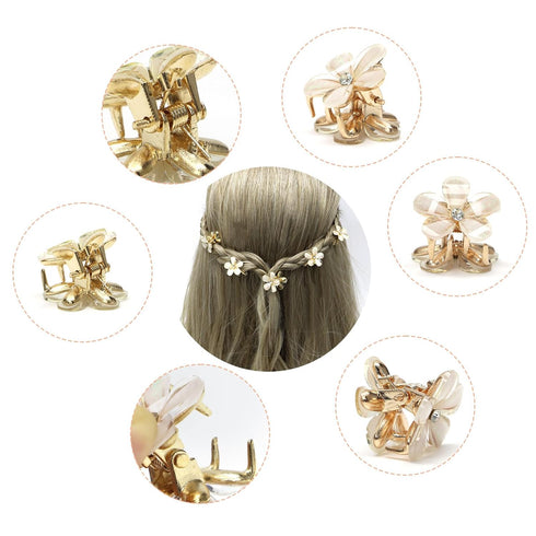 YISSION 20Pcs Mini Flower Hair Clips, Rhinestone Small Flower Hair Claw Clips for Girls & Women
