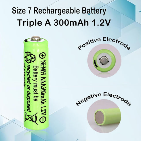 Lombaour 1.2v 300mAh Light(10 Packs) NIMH AAA Long Life Low Self Discharge Batteries,Triple A Rechargeable Pre-Charged