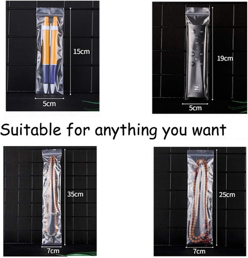 100 Count Clear Tall Thin Resealable Zip Bags - 3.9" x 11.8" (10 x 30 cm)