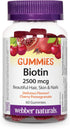Webber Naturals Biotin Gummies, 2500 mcg, Cherry Pomegranate, 60 Gummies