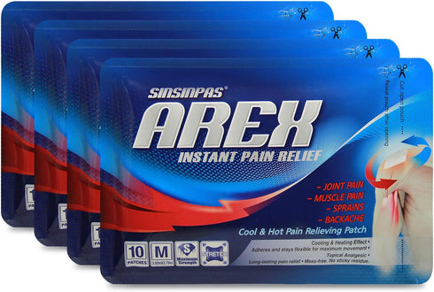 AREX Cool & Hot Pain Relieving Patch - Medium 4 Pack (40 Patches Total)
