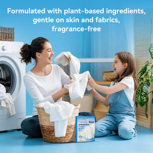 YUOC 15 Count, Laundry Whitener Sheets Whitening Sheets, Eco-Friendly Laundry Bleach, Effectively Remove Yellowing From