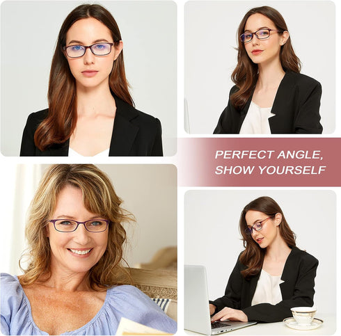 EYEURL Blue Light Blocking Reading Glasses for Women - 2 Pack Lightweight Eyeglasses, Choose Your Magnification +2.5