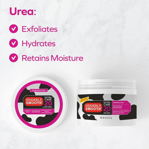 Udderly Smooth Extra Care Hand/Body Deep Moisturizing Cream, Unscented, 8 Ounce, 20% Urea
