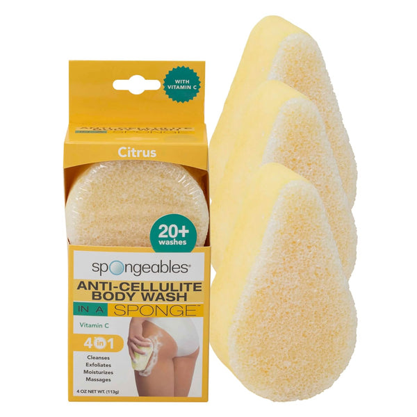 Spongeables Anti Cellulite Body Wash - 20+ Wash Sponge, Citrus, 3 Count