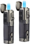 Cigar Lighter Triple Jet Flame Torch, Refillable Butane Lighter with Cigar Punch, 2 Pack, Charcoal