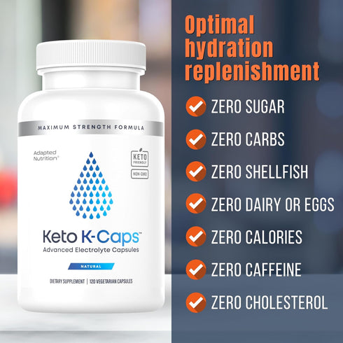 Keto K-Caps Electrolyte Capsules | 700mg Potassium, Sodium, Magnesium | 120 Caps | Hydrate Fast & Beat Leg Cramps