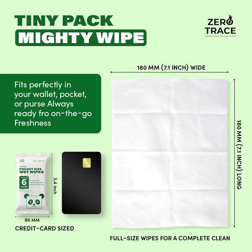 Pack 99.5% 30 Packs 6 (180 Zero Trace Flushable Wipes Portable Travel Wipes with Aloe Pocket Size for Adults, Kids