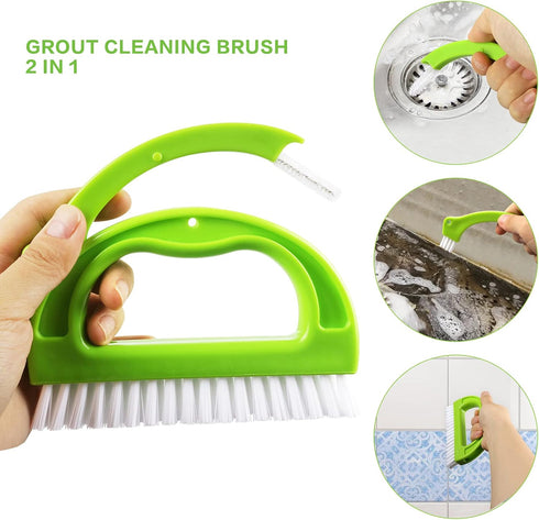 LeeLoon 8 Pack Grout Cleaner Brush, Hand-held Groove Gap Cleaning Tools Tile Joint Scrub Brush to Deep Clean, Household