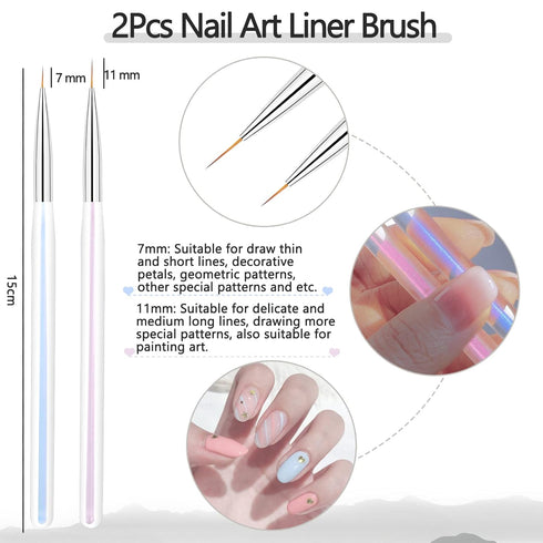 BQAN 5pc Nail Art Brushes - Professional Nail Ombre Brush and Design Painting Brushes Set