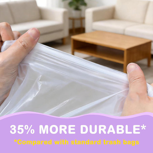 HHXI 100Ct 4 Gallon Small Trash Bags, Lavender Garbage Bags, Scented Trash Bags, Odor Resistant with Drawstring