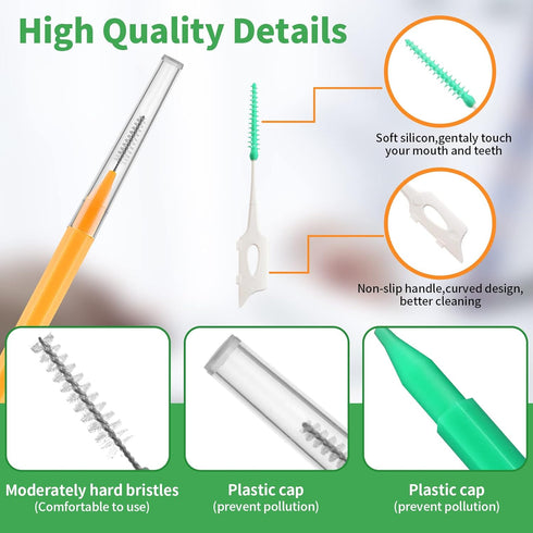 60Pcs Interdental Brush Set, 20Pcs Tooth Flossing Head for Oral Hygiene with 40pcs Disposable Braces Flossers