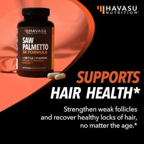 Saw Palmetto Supplement, Potent 3X Formula with Stinging Nettle, DHT Blocker, 2 Month Supply