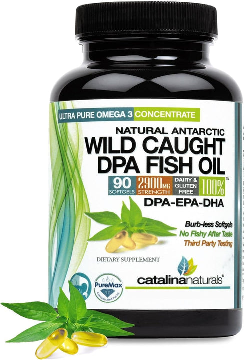 Wild Caught Omega-3 DPA Fish Oil, 2900 mg with DPA, EPA & DHA, 90 SoftGels, Triple Strength Burp-Free