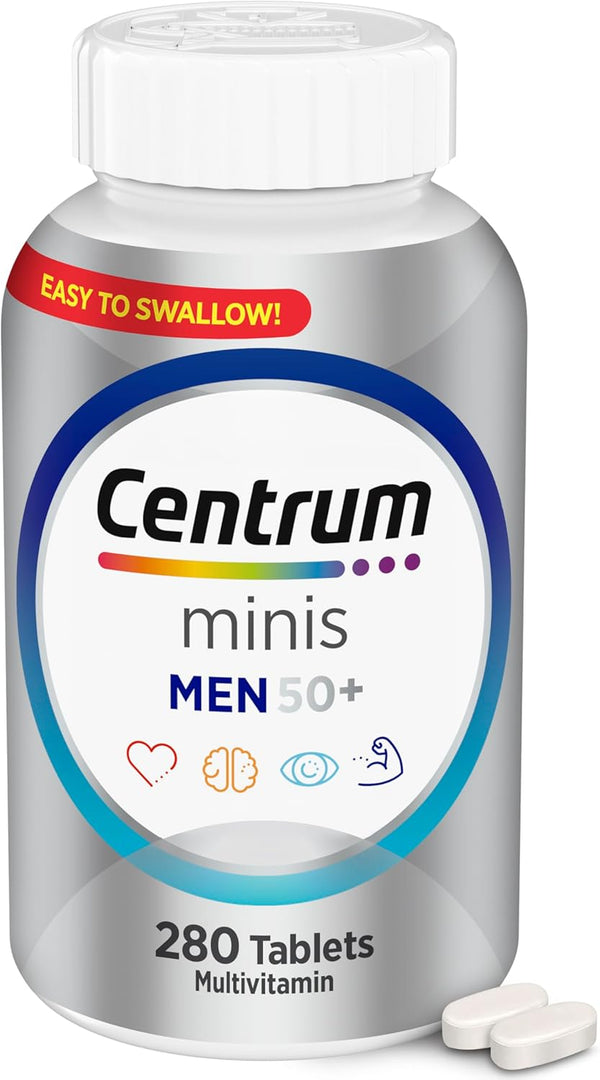 Centrum Minis Silver Multivitamin for Men 50 Plus, Non-GMO Supplement with Vitamin D3, B-Vitamins, Zinc, 280 Ct