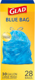 Glad Large Drawstring Bags - Blue, 30 Gallon, 28 Count