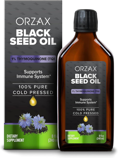 ORZAX 5000 mg Black Seed Oil - Organic Cold Pressed Drops with 50 mg Thymoquinone for Immune Support