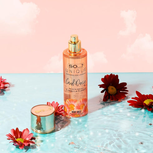 So…?...? Unique Coral Daisy Body Mist for Women, Gourmand Fruity Vanilla Perfume, 5.1 oz