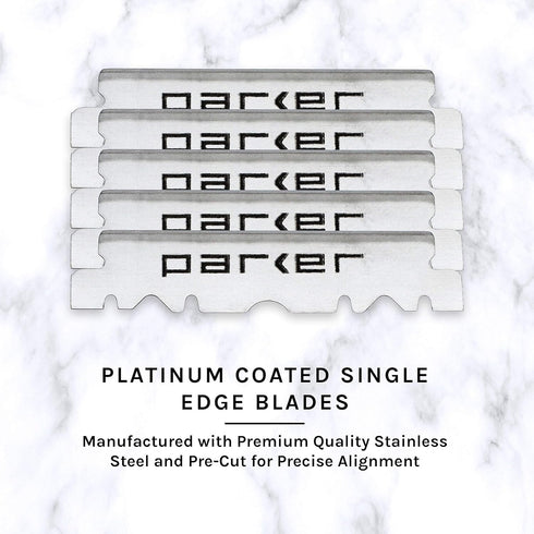 Parker SRW Professional Straight Razor with Stainless Steel Blade Arm and 100 Single Edge Blades for a Smooth, Barber