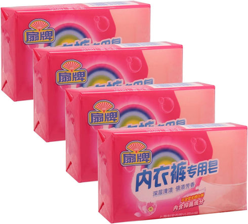 BEE & FLOWER Fan Underwear Cleaning Soap Bar, Ideal Hand Wash for Lingerie, 6.3 Oz x 4