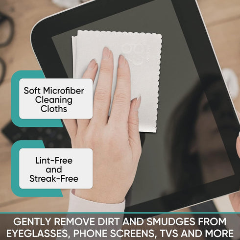 Microfiber Cleaning Cloth 12-Pack (6"x 7") for Eyeglasses, Phone, Computer Screen, Laptop, Camera Lenses - 12 Black