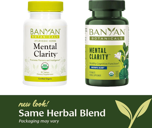 Banyan Botanicals Mental Clarity, Organic Supplement with Gotu Kola & Bacopa, 90 Tablets