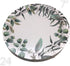 Set 24 Oojami Floral Party Supplies for Eucalyptus Greenery Plates, Cups, Napkins, Straws & Table Covers, Disposable