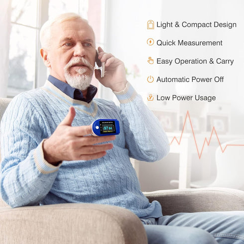 Easy@Home Fingertip Pulse Oximeter (Not for Medical Use) - SpO2 Blood Oxygen Saturation Meter and Heart Rate Monitor -EHP050