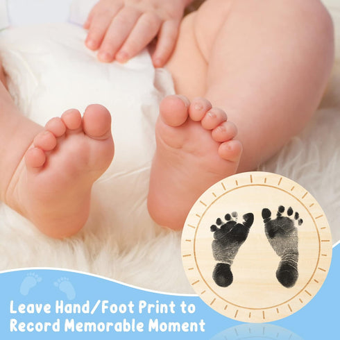R HORSE Baby Birth Announcement Sign with Marker Pen, Boho Sun Baby Name Sign with Ink Pad for Hand and Footprints